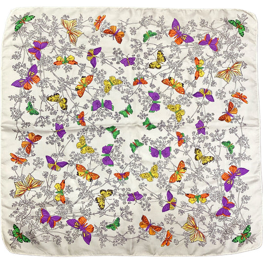 Vintage Liberty of London Silk Colorful Moths Scarf