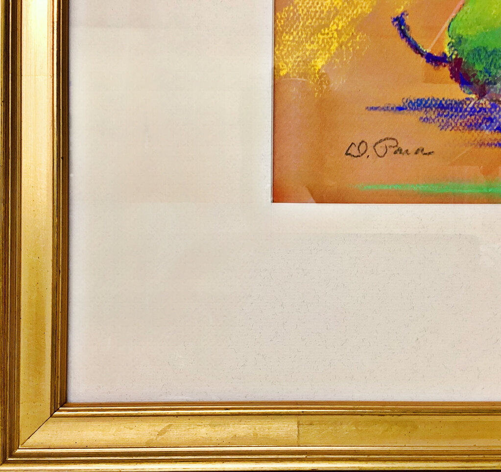 Two Green Pears. Pastel on Paper. American 20th Century