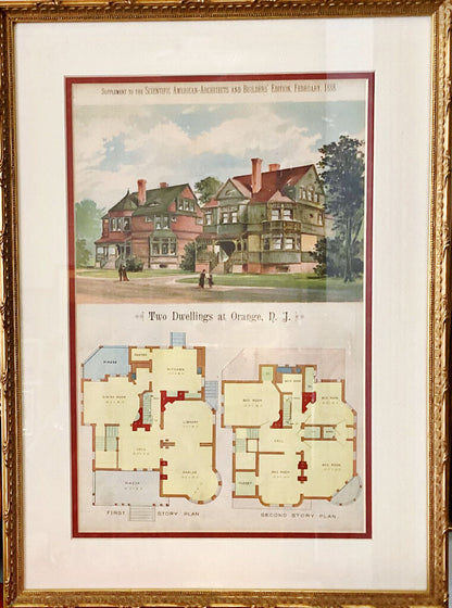 Scientific American - Architects & Builders Lithograph. 1888