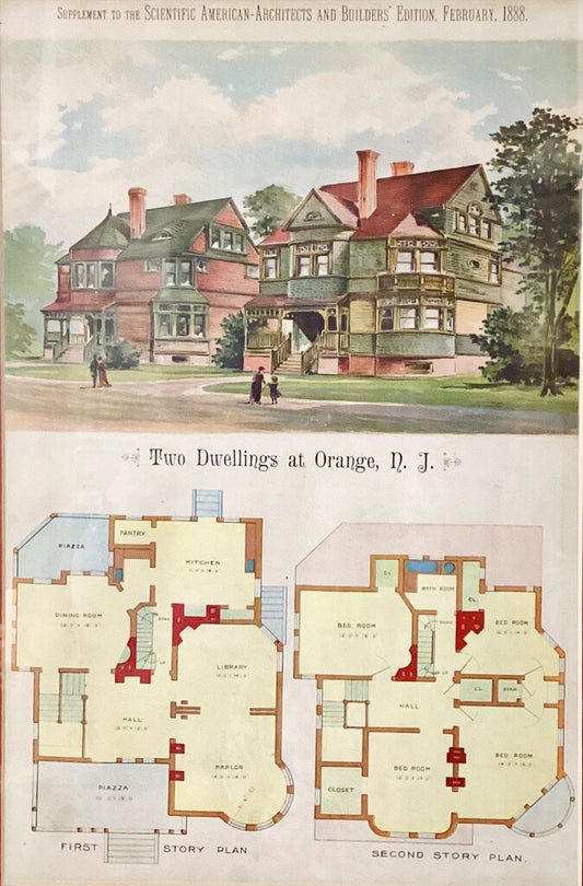 Scientific American - Architects & Builders Lithograph. 1888