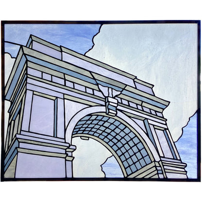 Hand Made Stained Glass Panel of Washington Square Arch, NYC