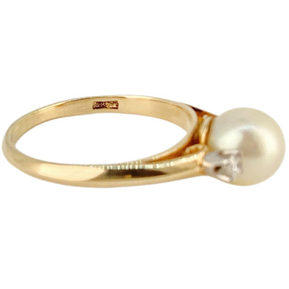 Pearl & Diamond 14Kt Gold Ring