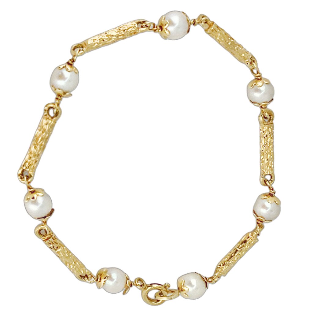 Gold & Pearl Bracelet w 7 (5.5mm) Pearls