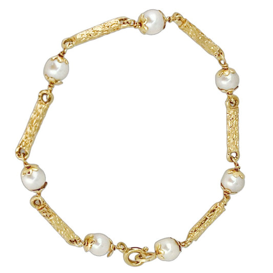 Gold & Pearl Bracelet w 7 (5.5mm) Pearls