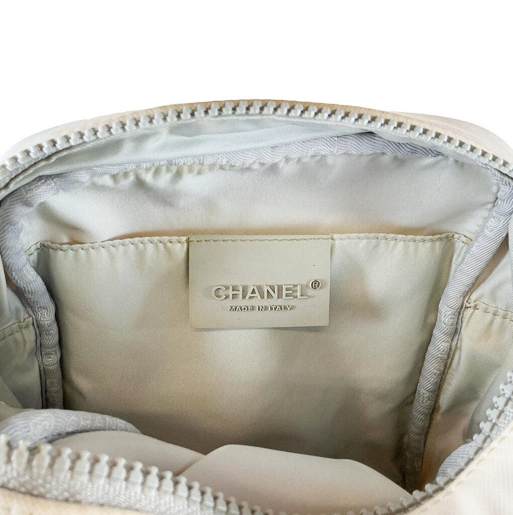 Chanel Ivory & Gray Nylon Messenger Sport Bag (Orig $1865) - Opportunity Shop DC