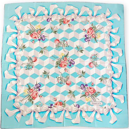 Tiffany & Co. Blue Floral Silk Scarf (Orig $475