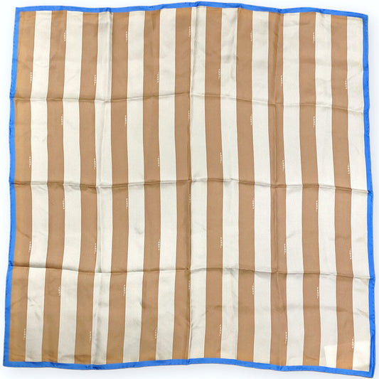 Fendi Cream & Brown Striped w Blue Boarder Silk Scarf (Orig $475)