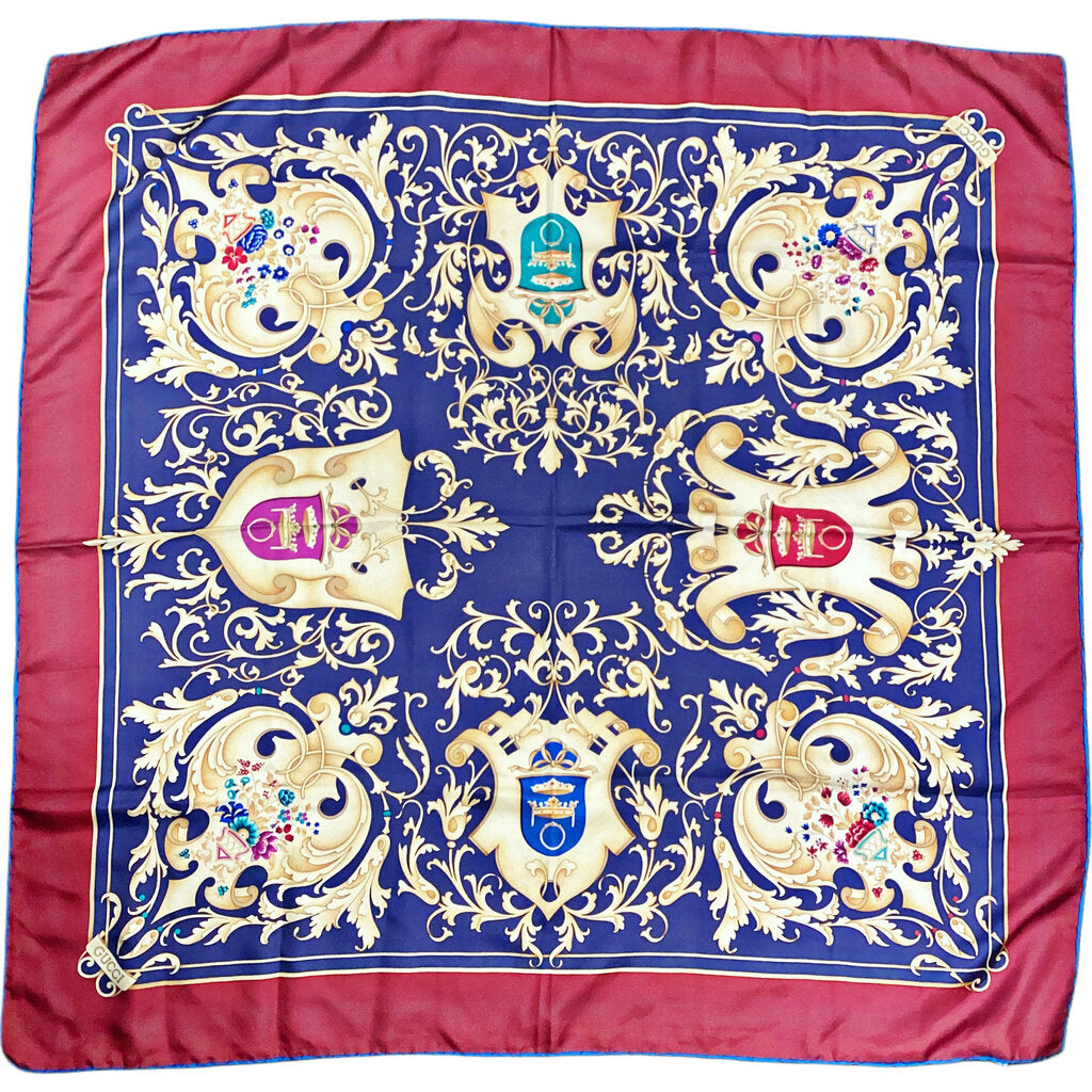 Gucci Burgundy & Navy Silk Scarf (Orig $525)