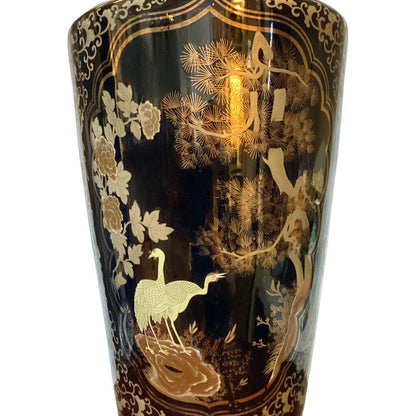 Vintage Black & Gold Qing Style Mallet Vase - Opportunity Shop DC
