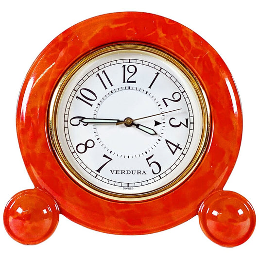 Verdura Red and Gold Enamel Travel Clock