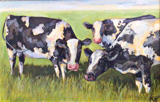 Monica Cascio. Three Cows. Oil on Canvas.