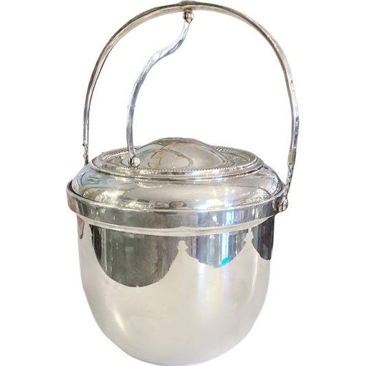 Peruvian Sterling Art Deco Ice Bucket w/ Thermos Mercury Glass Insert
