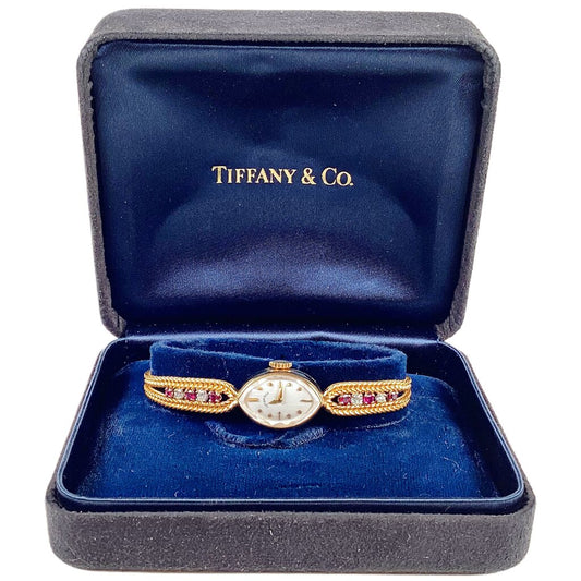 Tiffany Women's Watch 14Kt Gold Watch w Diamonds & Rubies