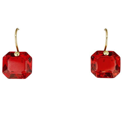 18Kt Gold Earrings Baccarat Red Crystal Earrings