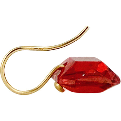 18Kt Gold Earrings Baccarat Red Crystal Earrings