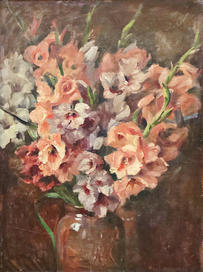 Rachel Carver. Gladiolas. Oil on Board.