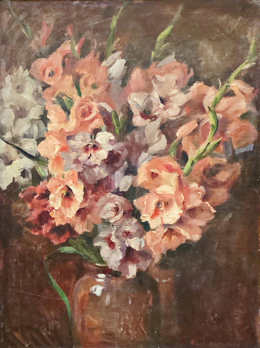 Rachel Carver. Gladiolas. Oil on Board.