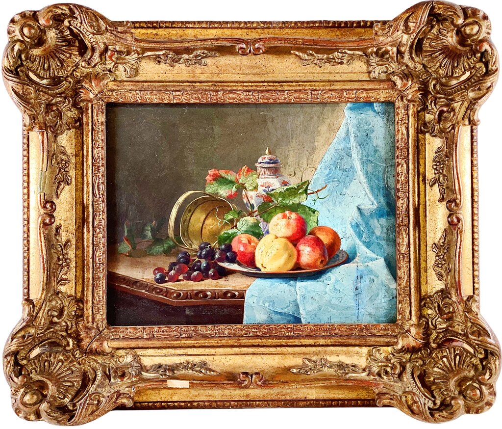 Still Life with Fruit. Late 19th Century French. Oil on Board.