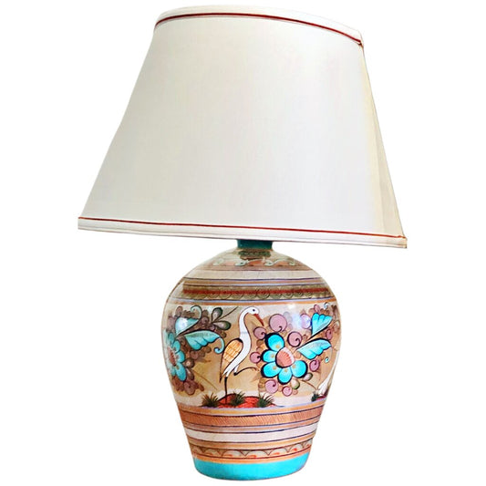 Mexican Folk Art Burnished Clay Lamp