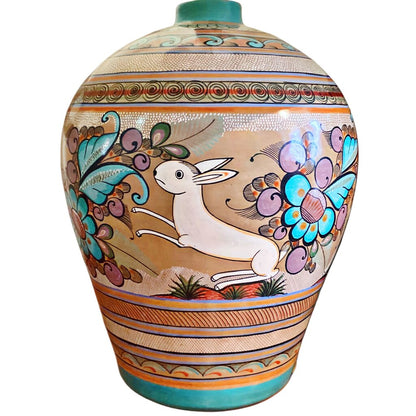 Mexican Folk Art Burnished Clay Lamp