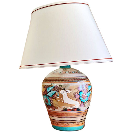 Mexican Folk Art Burnished Clay Lamp