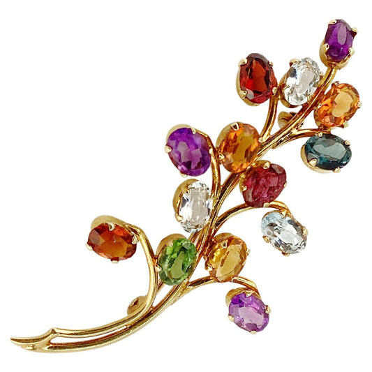 18Kt Gold Gem Set Brooch