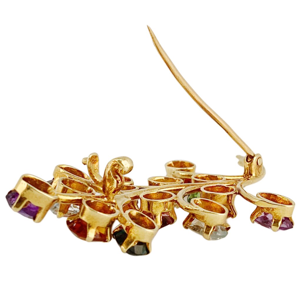 18Kt Gold Gem Set Brooch