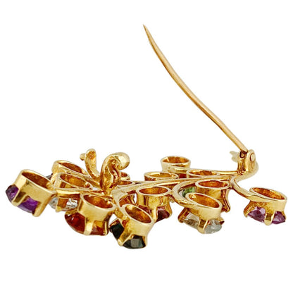 18Kt Gold Gem Set Brooch