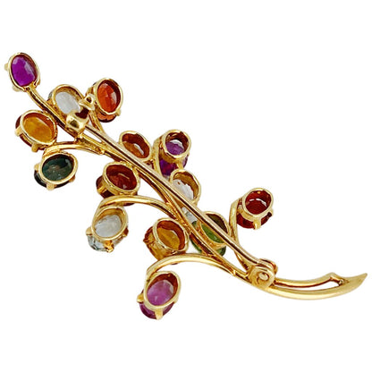 18Kt Gold Gem Set Brooch