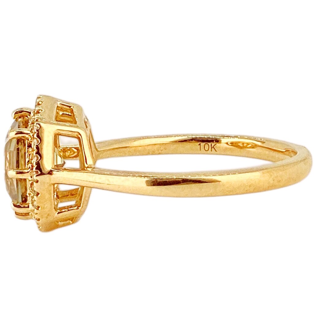 10Kt Gold w Lemon Quartz & Diamond Ring