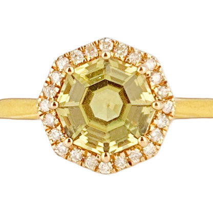 10Kt Gold w Lemon Quartz & Diamond Ring