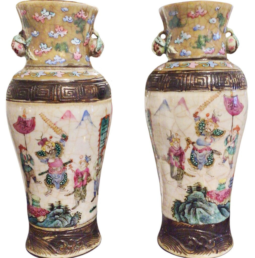 PAIR of Chinese Nanking Vases. Mid 19th.