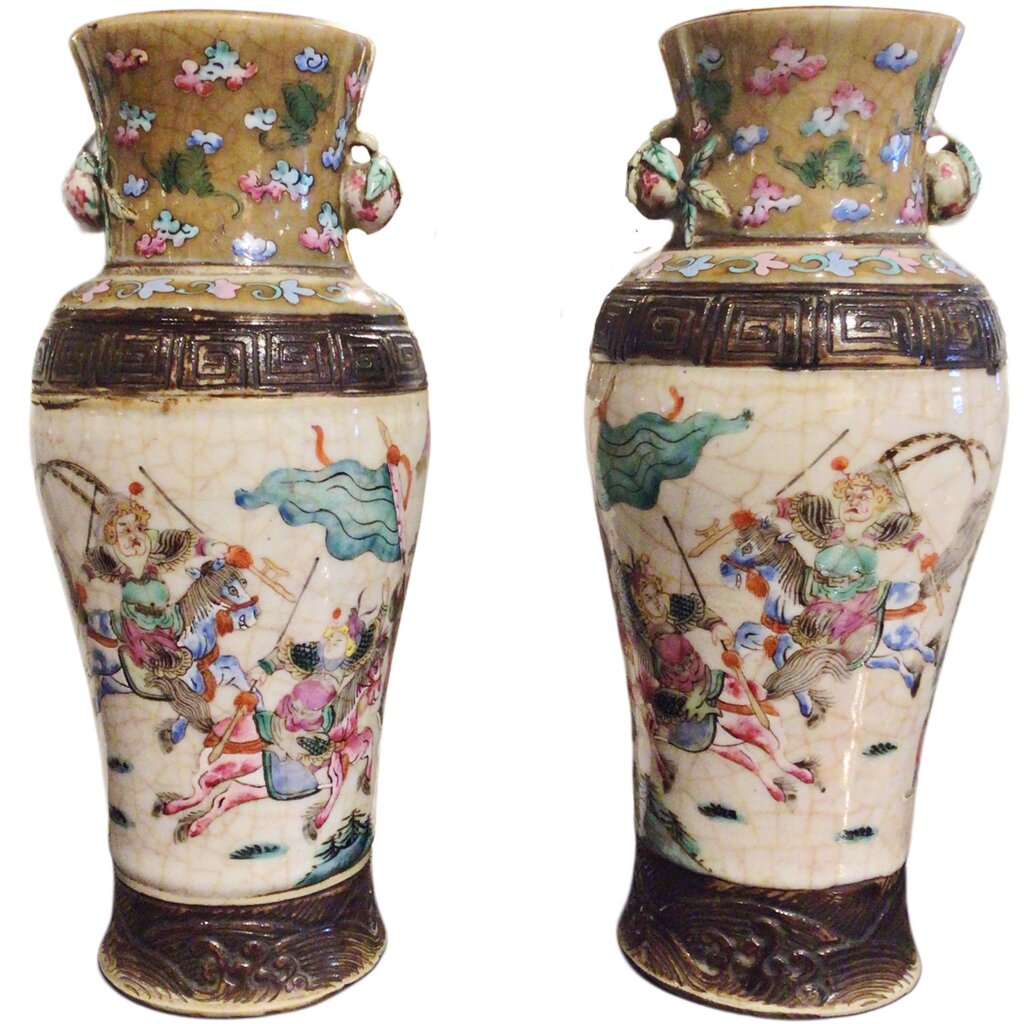 PAIR of Chinese Nanking Vases. Mid 19th.