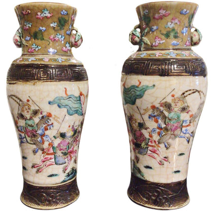 PAIR of Chinese Nanking Vases. Mid 19th.