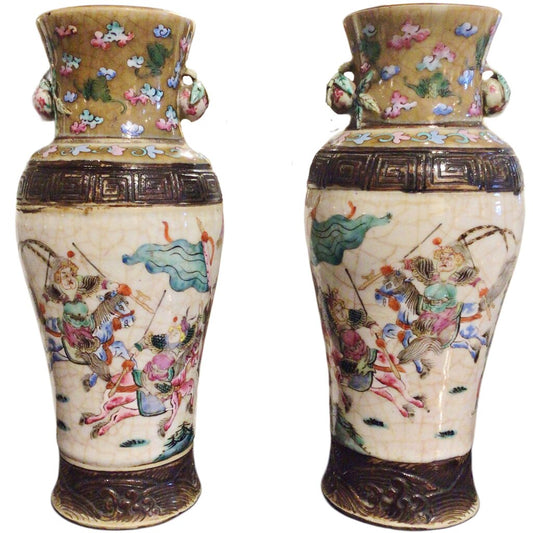 PAIR of Chinese Nanking Vases. Mid 19th.