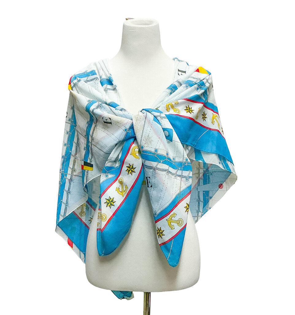 Hermes Mousseline Shawl w Nautical Print - Opportunity Shop DC