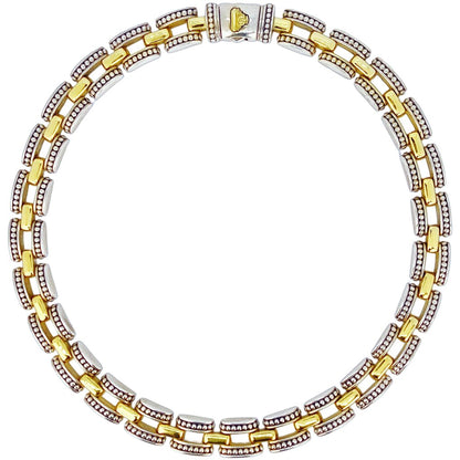 18Kt & Sterling Lagos Two-Tone Caviar Link Necklace