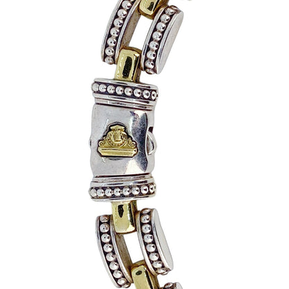 18Kt & Sterling Lagos Two-Tone Caviar Link Necklace