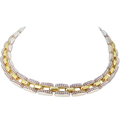 18Kt & Sterling Lagos Two-Tone Caviar Link Necklace