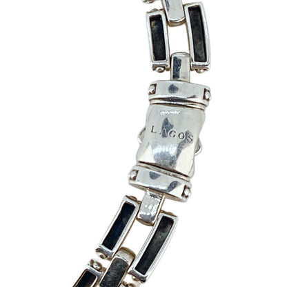 18Kt & Sterling Lagos Two-Tone Caviar Link Necklace
