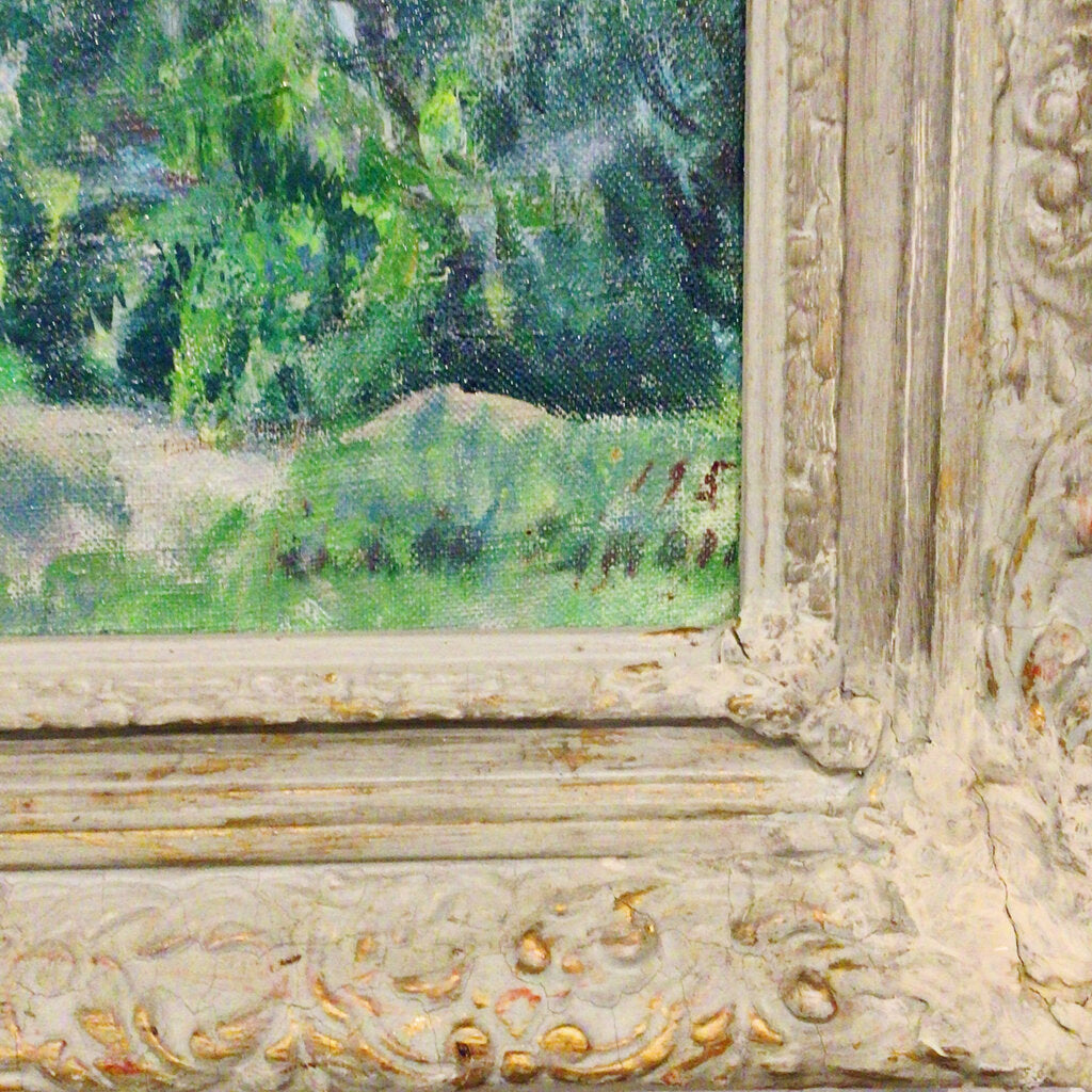 Lake View Through Trees. Oil on Canvas.
