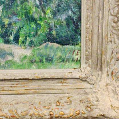 Lake View Through Trees. Oil on Canvas.