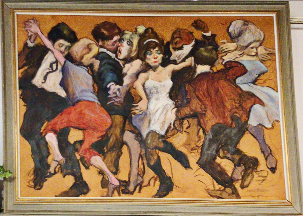Jose Perez. "The Dance Party." Oil on Board.