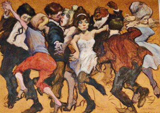 Jose Perez. "The Dance Party." Oil on Board.