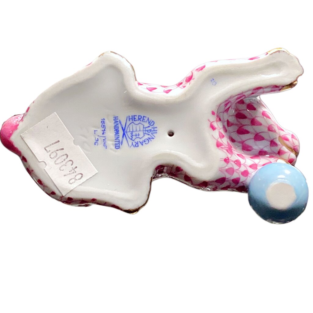 Herend Pink Puppy w Blue Ball