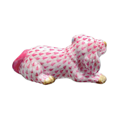 Herend Pink Puppy w Blue Ball - Opportunity Shop DC