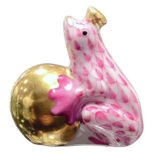 Herend Pink Frog w Gold Ball