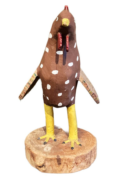 David Alvarez. American Folk Art Chicken. Carved and Painted Wood. New Mexico.