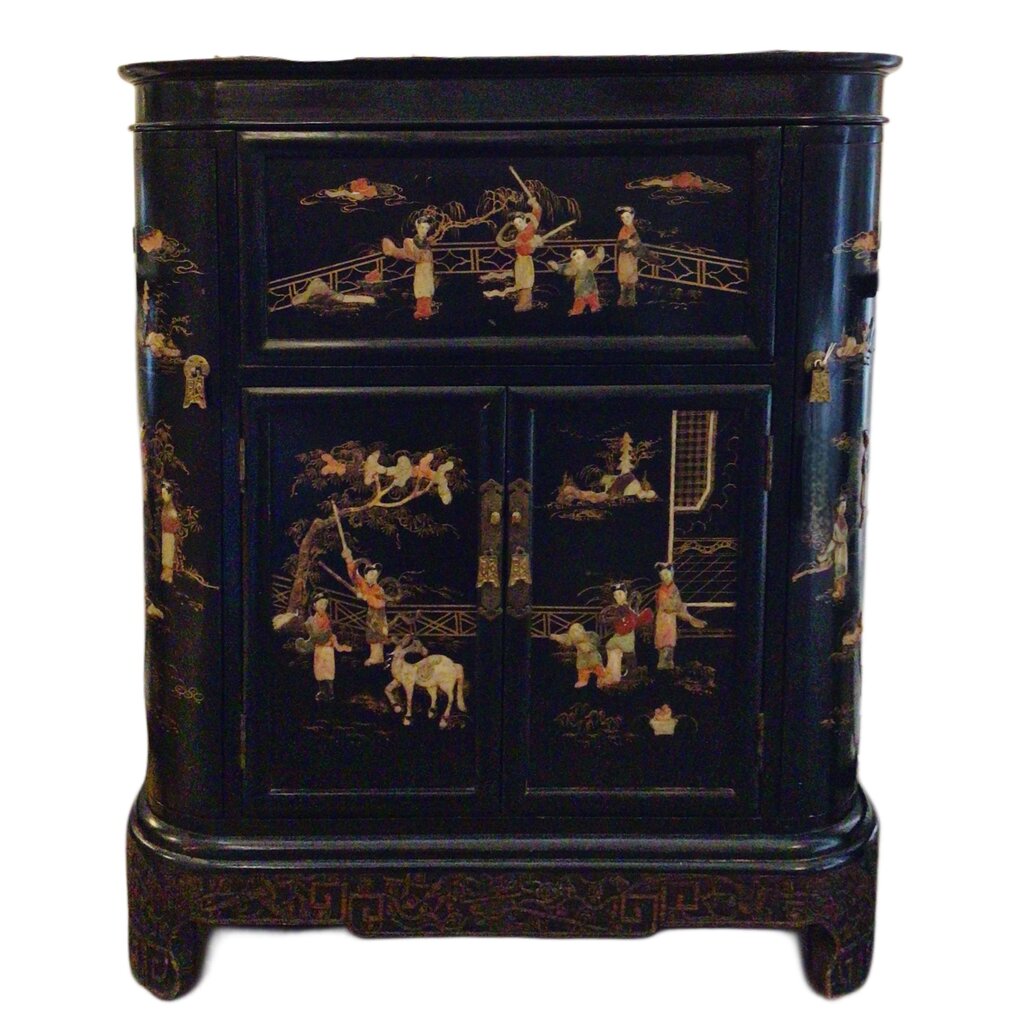 Inlaid Stone Chinoiserie Bar