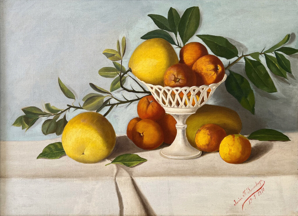 Javier Gurruchaga. Still Life with Oranges. Oil on Canvas. Spanish School. 1910